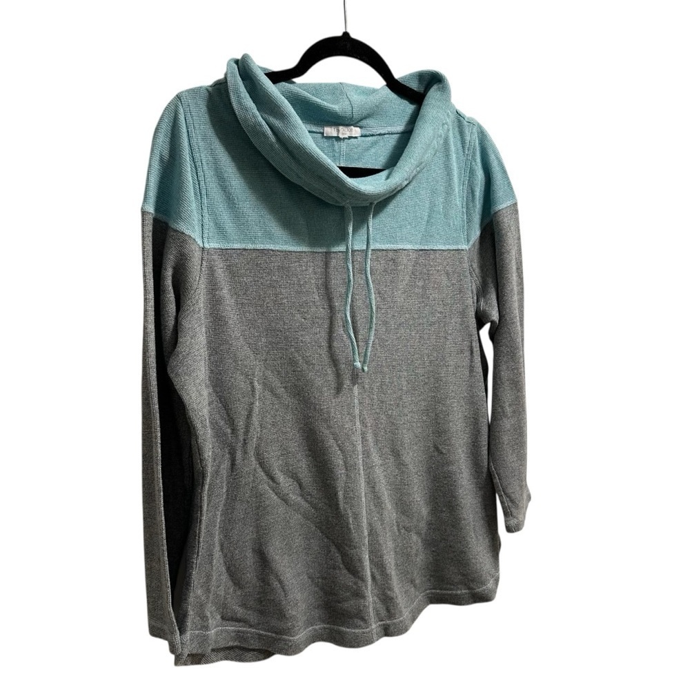 Talbots beachy coastal spring color block cowl neck pullover leisurewear top - Picture 4 of 10